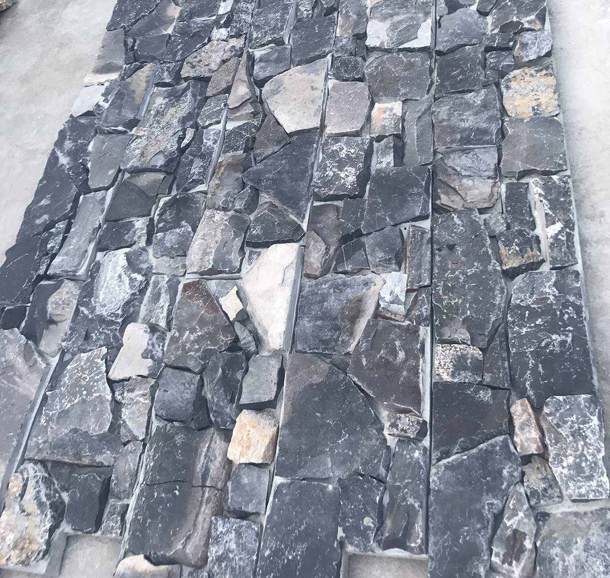 Dark Black Limestone Cement Backed Stone