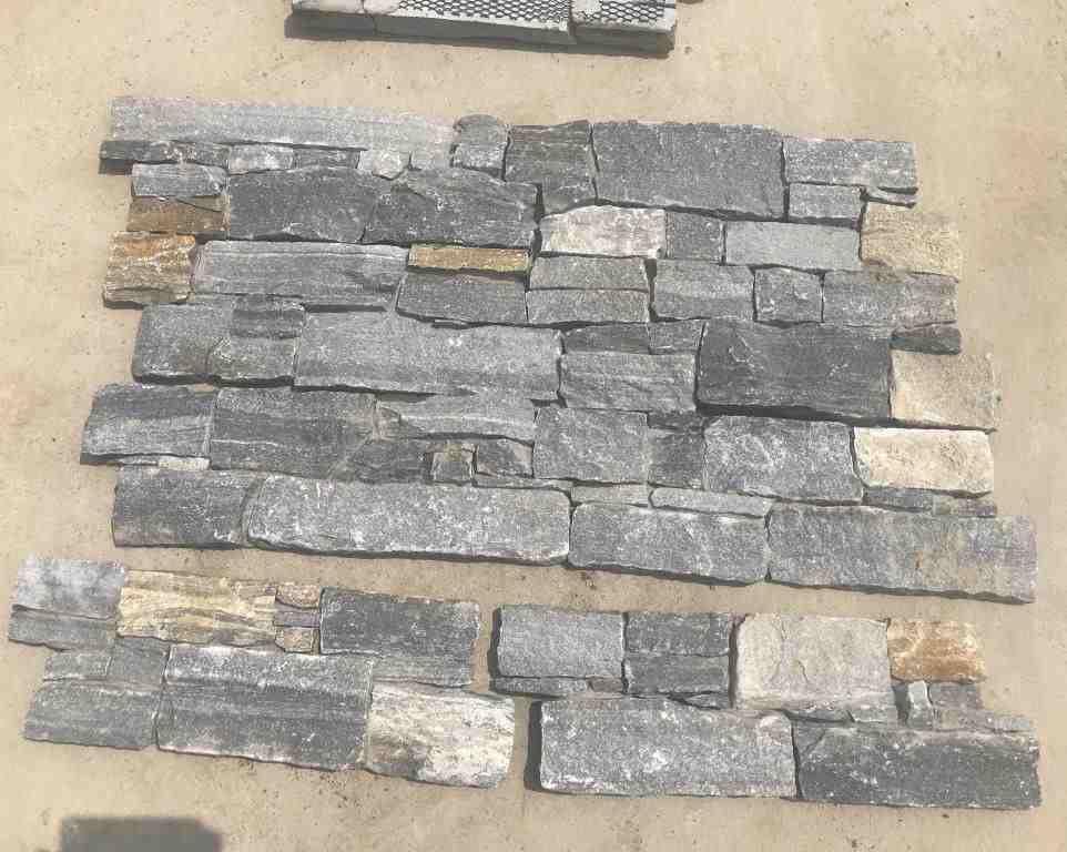 Gray Quartzite Mesh Backed Stone