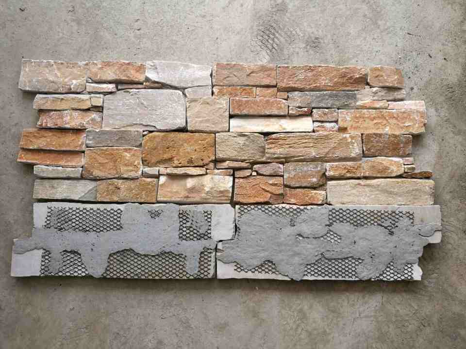 Rusty Quartzite Mesh Backed Stone