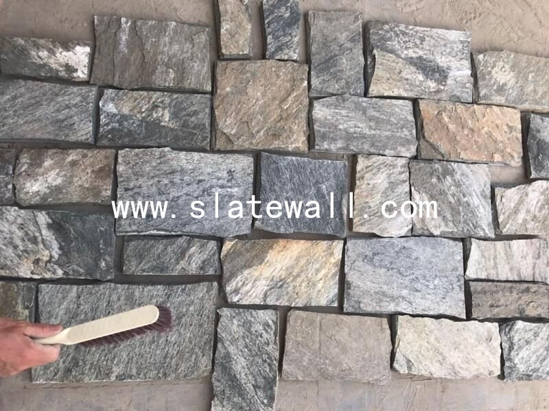 Striped Gray Slate Square Stone Veneer