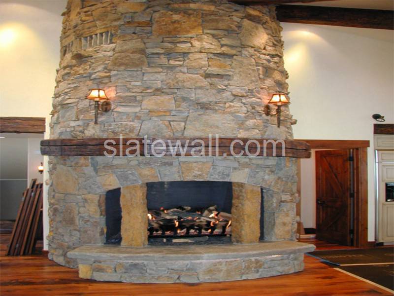 ledge stone fireplace